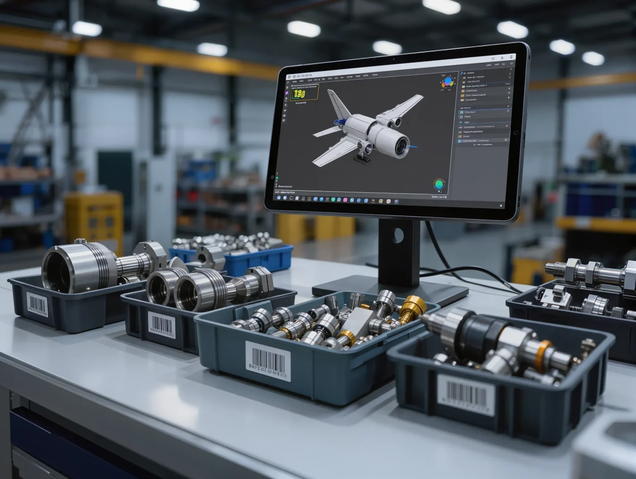 Kitting de pièces aéronautiques avec traçabilité numérique sur plateforme logistique